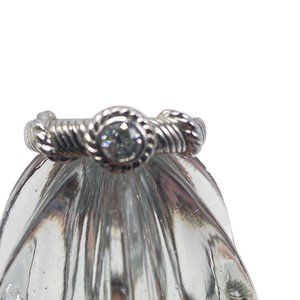 Judith Ripka Sterling Silver Clear CZ Round Stone Rope Bezel Ring Size 6.5